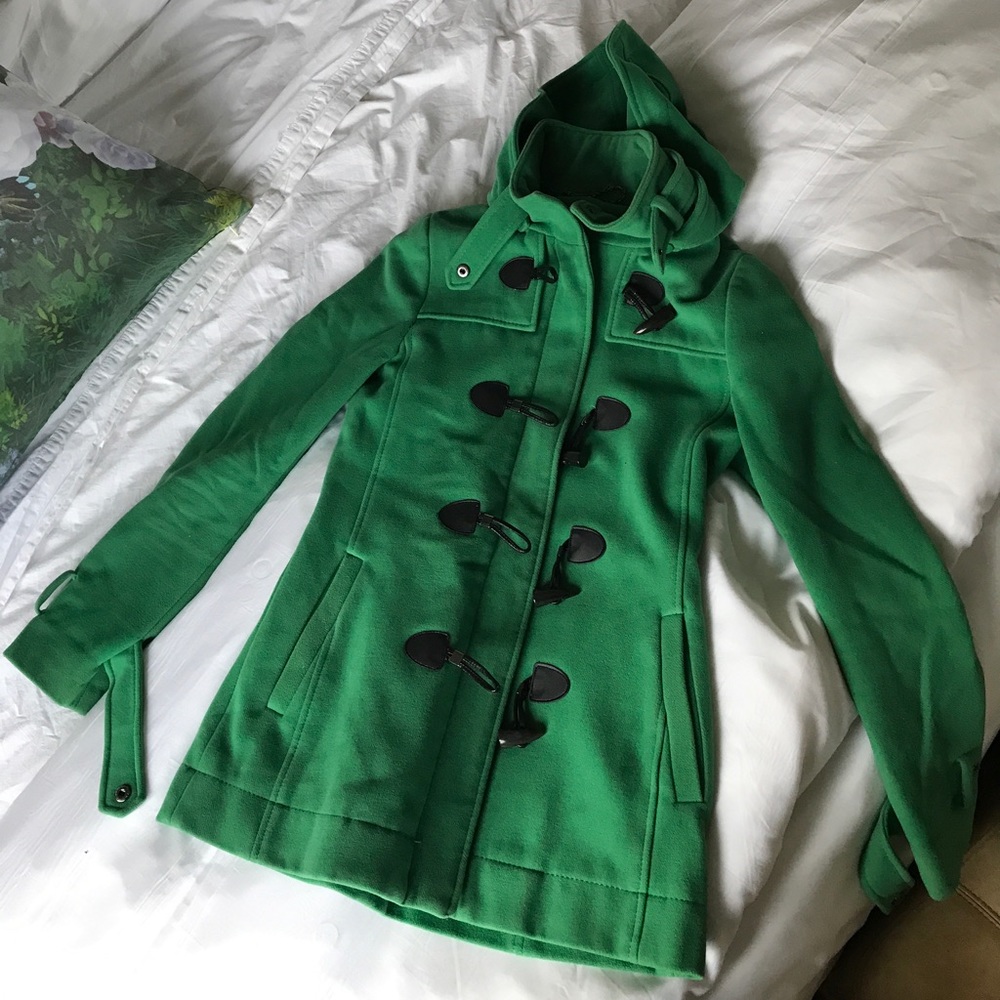 BCBG MAXAZRIA Green Peacoat