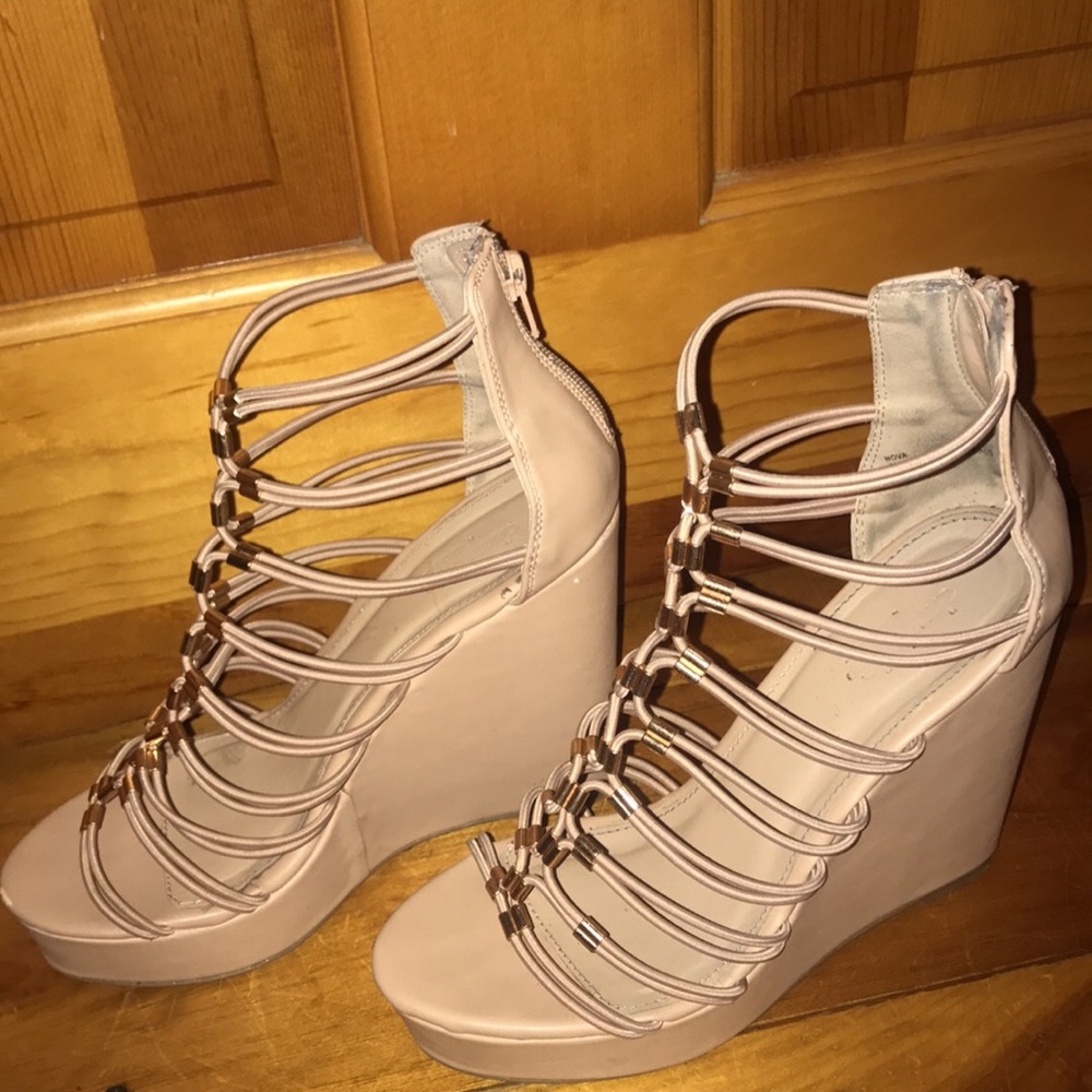 Charlotte Russe rose gold wedges
