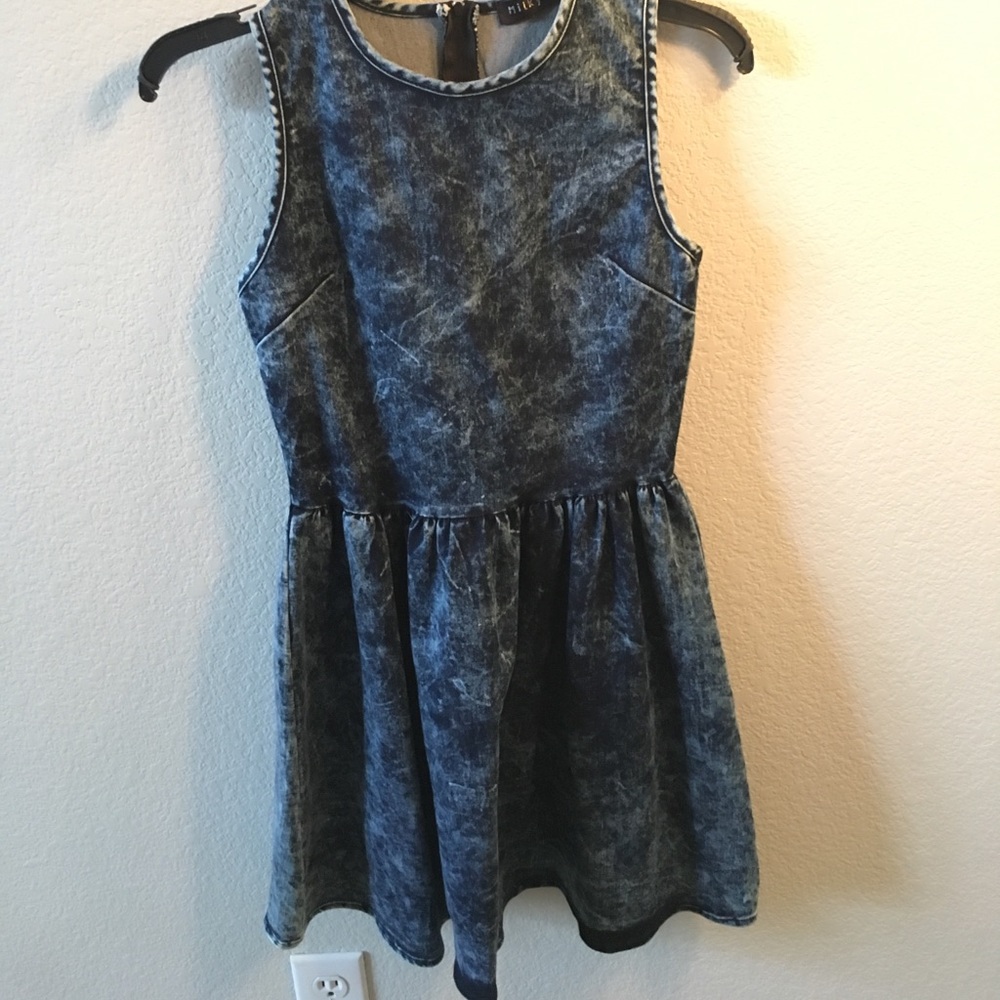 Mock neck denim dress