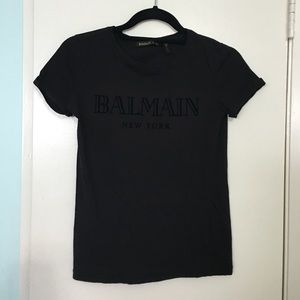 Balmain x H&M black velvet logo tee