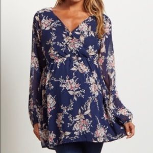Pinkblush Navy Floral Top - Maternity