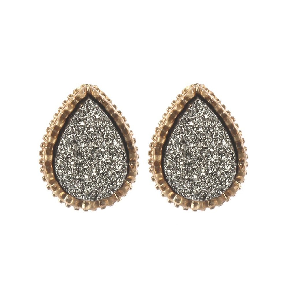 | HEMATITE DRUZY STUDS | - Picture 4 of 6