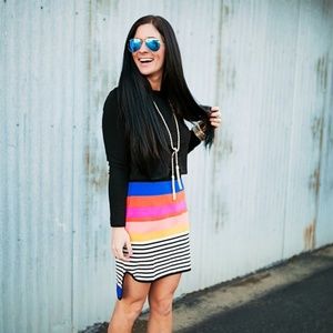 ASOS multi stripe pencil skirt with curved hem ASOS multi stripe pencil skirt with curved hem