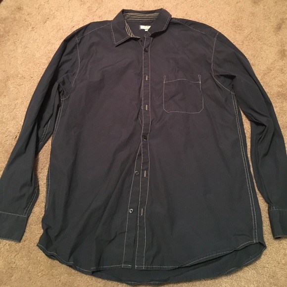 Dark navy blue button down men's shirt - Large - Picture 1 of 1
