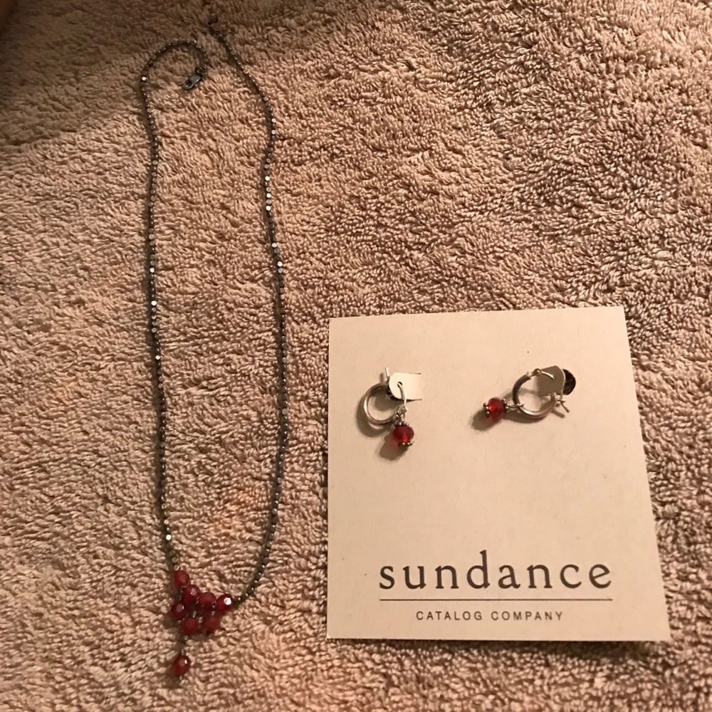 Sundance red carnelian necklace earring set