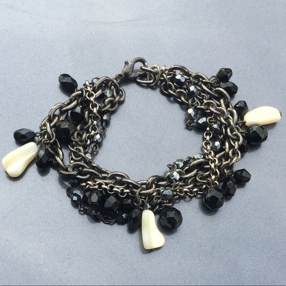 Crystal & Shell Charm Multi Chain Bracelet - image 2