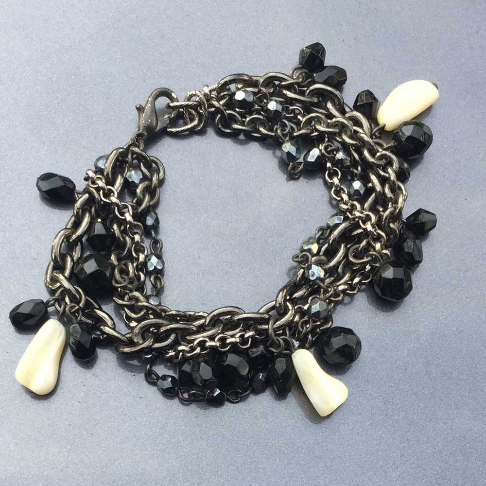 Crystal & Shell Charm Multi Chain Bracelet - image 1