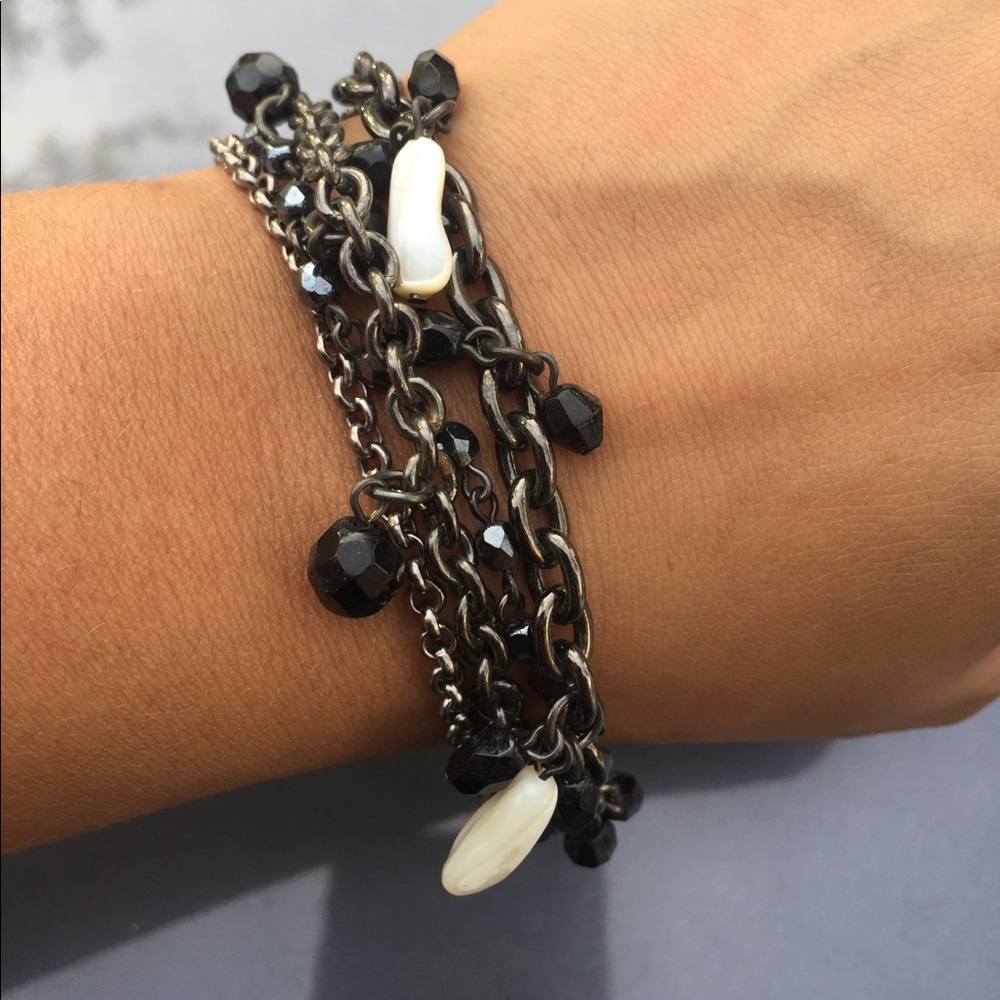 Crystal & Shell Charm Multi Chain Bracelet - image 4