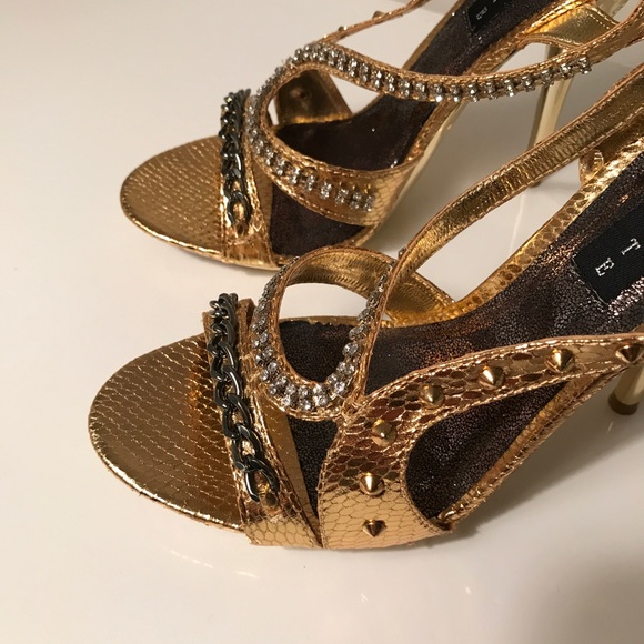LAST ONE‼️S/7 Gold rhinestone Strappy Heels!  - Picture 3 of 7