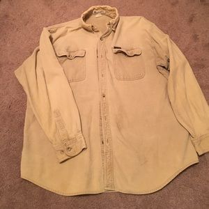 Columbia tan corduroy button down shirt