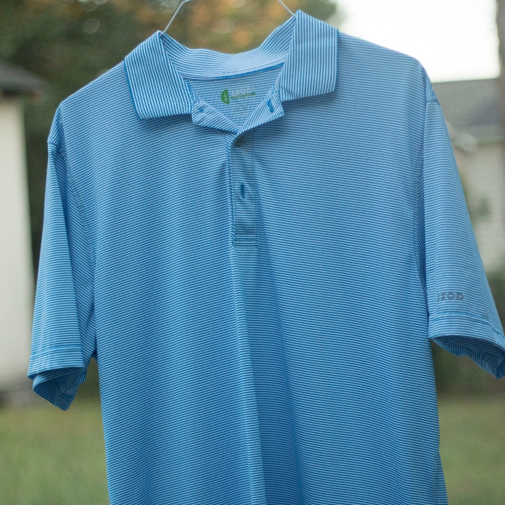 Blue & White Striped Polo Golf Shirt