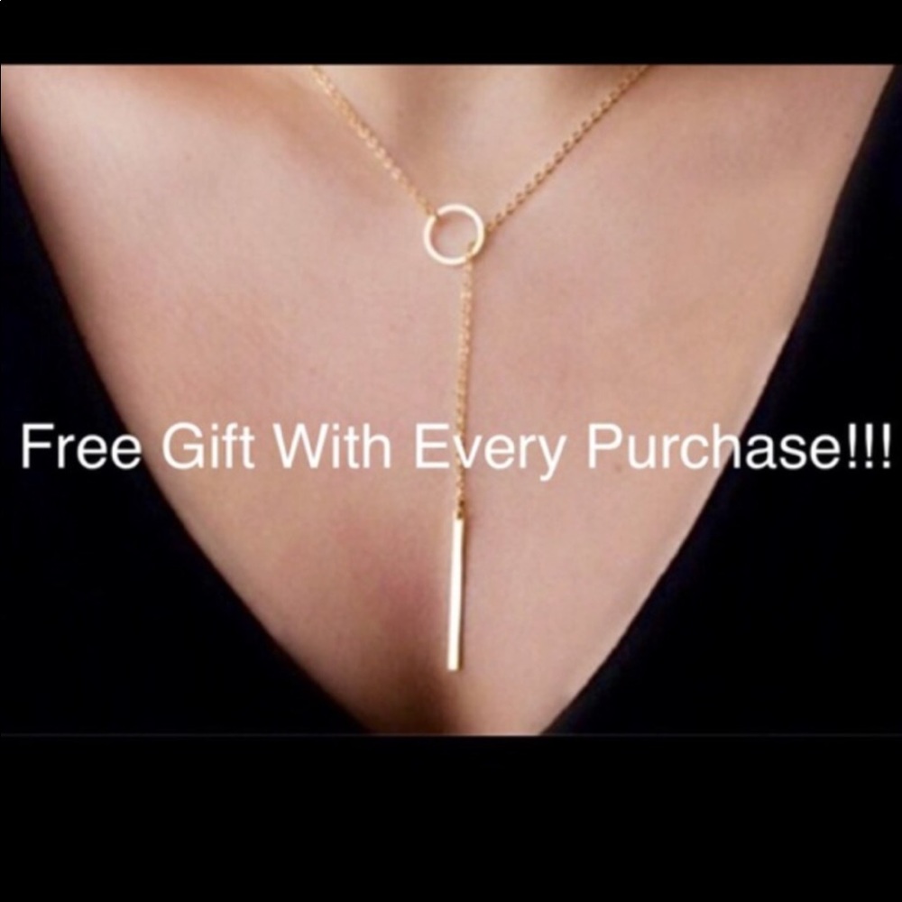 Gold Bar Dangle Earrings + FREE Matching Necklace! - Picture 8 of 8