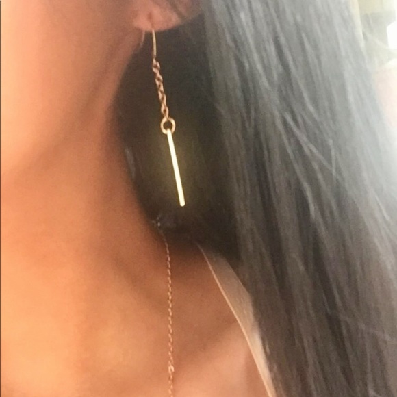Gold Bar Dangle Earrings + FREE Matching Necklace! - Picture 2 of 8