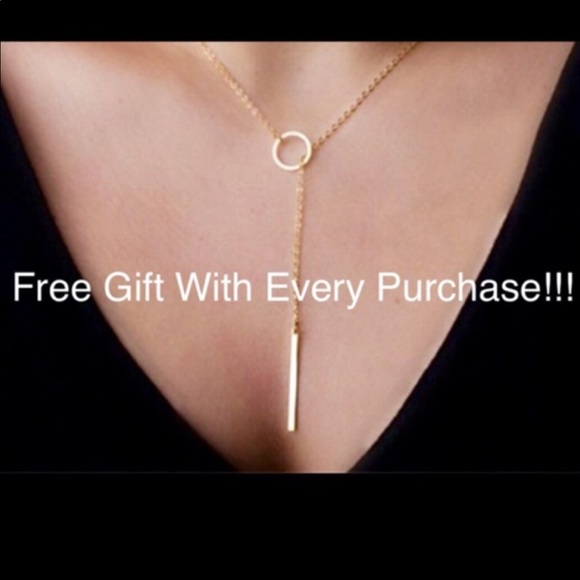 Gold Bar Dangle Earrings + FREE Matching Necklace! - Picture 8 of 8