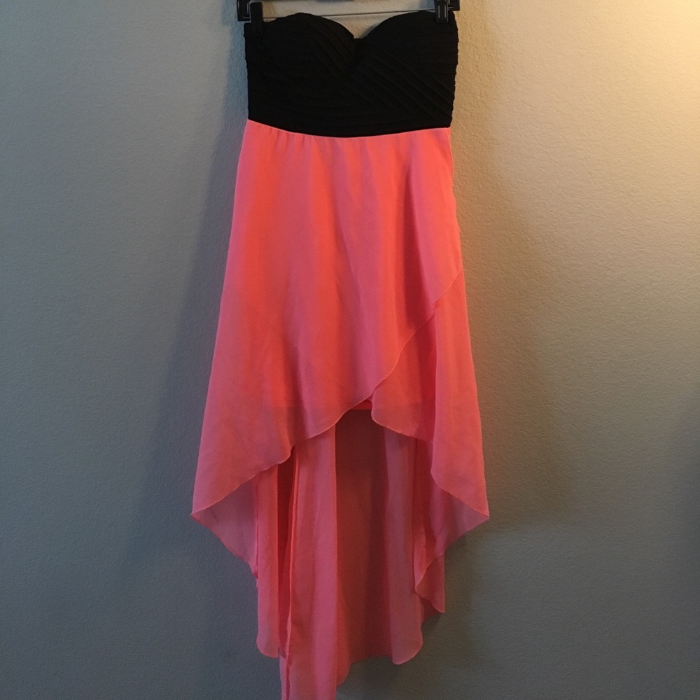 High-low strapless dress