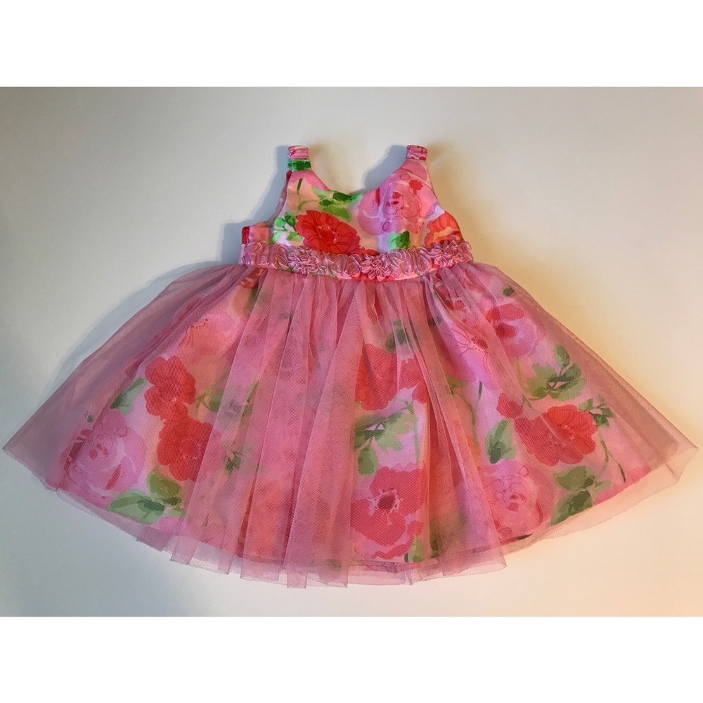 Koala Baby pink and red floral dress 24 months