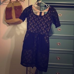 Black and nude dress. Lace.  Urban Outfitters