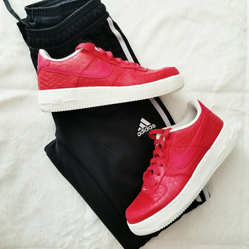 Nike Air Force One Red Leather Croc