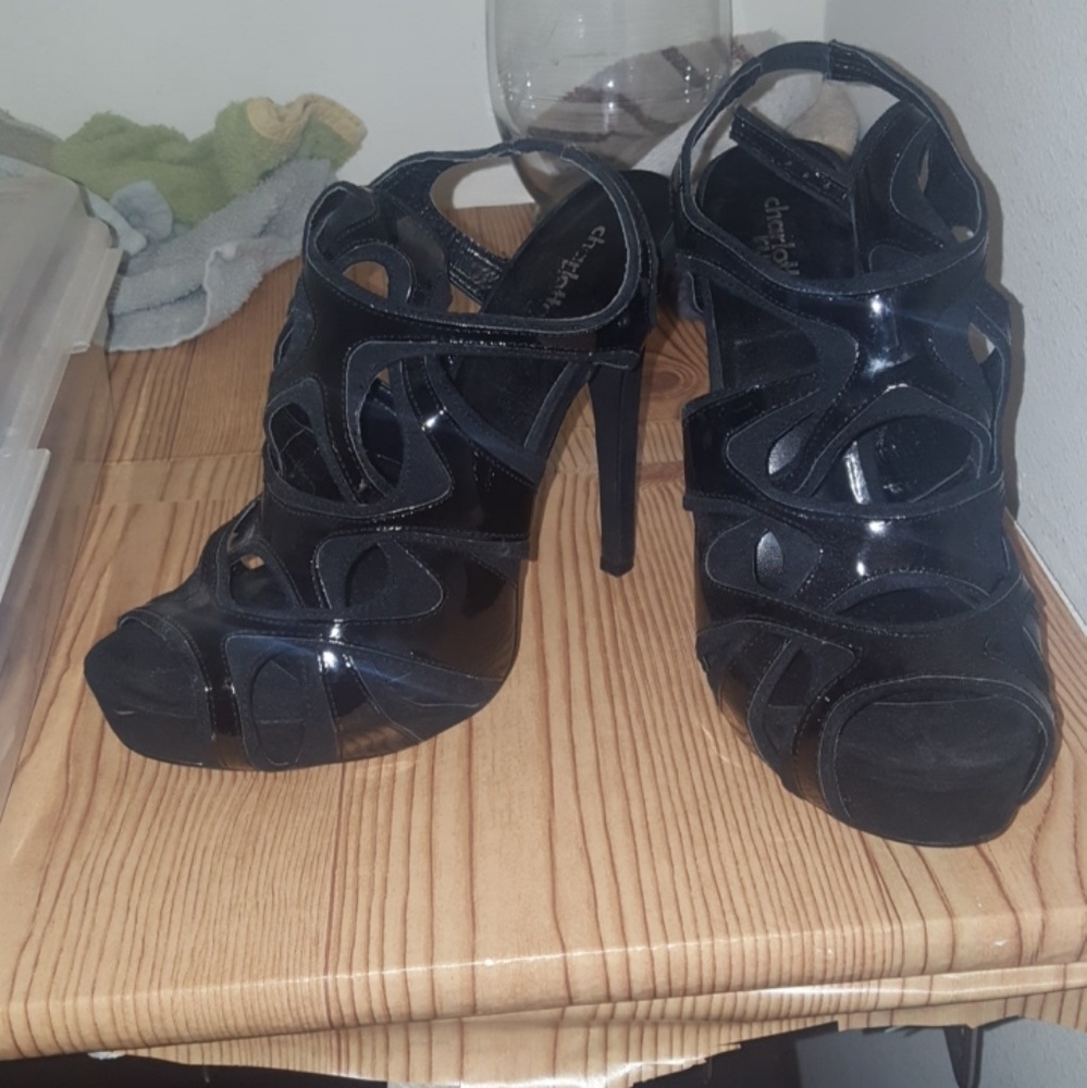 Black strappy heels
