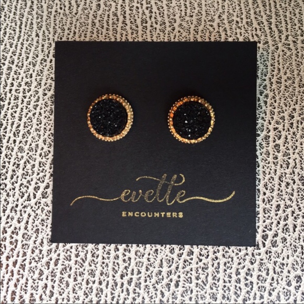 | BLACK DRUZY STUDS | - Picture 2 of 6