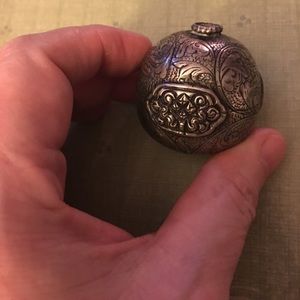 Large sterling antique Asian focal bead.