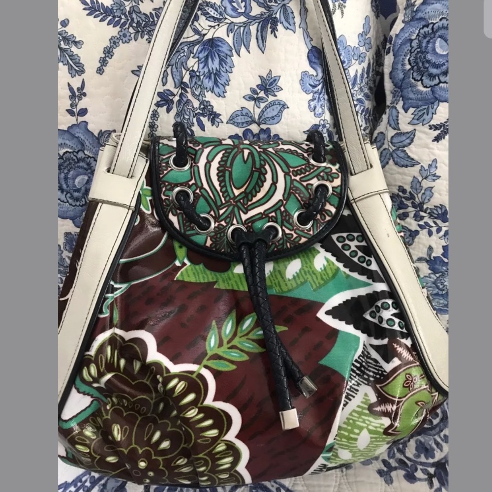 KATE LANDRY VINYL FLORAL SATCHEL SHOULDER BAG