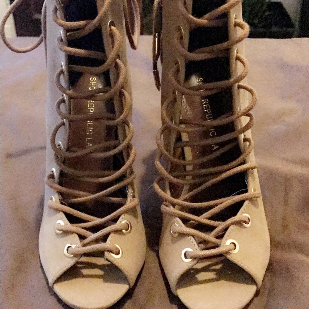 Beige high heels
