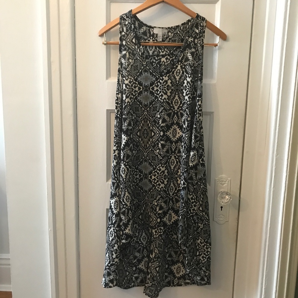 Racer back high low dress printed
