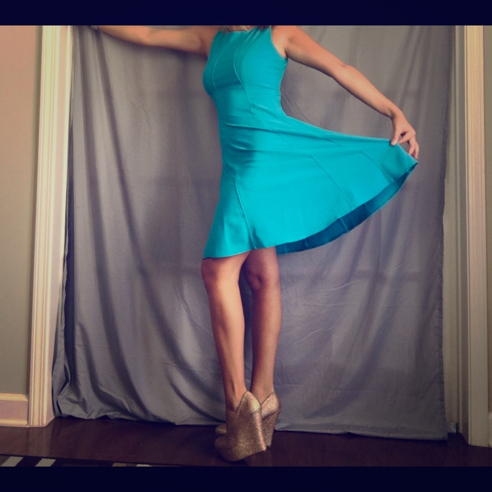 Formal NYC Fitted Teal Dress