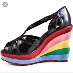 Modcloth Miss L Fire Rainbow wedges. Size 41.