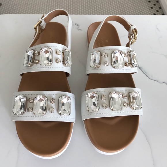 white jeweled sandals
