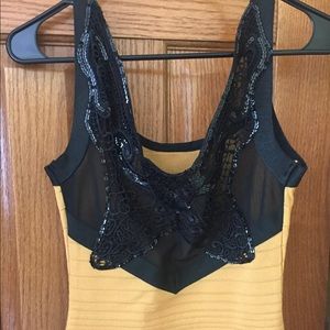 Wow couture form fitting yellow and black dress