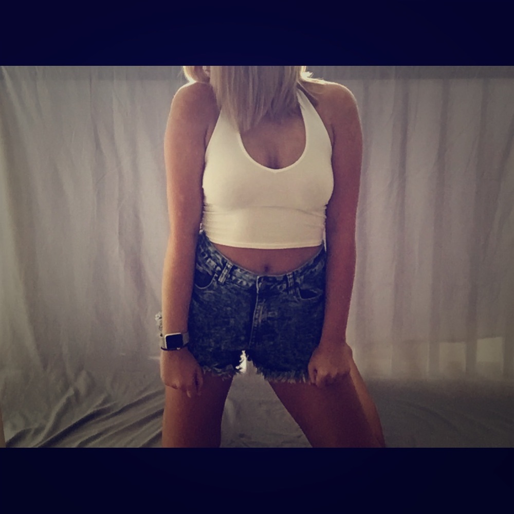 High Waisted Jean Fringe Shorts