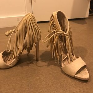 Zara fringe suede heels