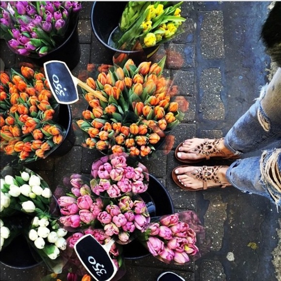 Flower Detail Turquoise Kitten Wedge Sandal - Picture 4 of 4