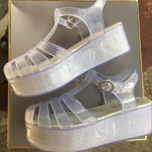 Jelly clear glitter shoes size 8