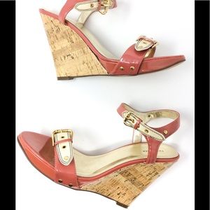 Twenty-one Patent Leather Cork Wedge Sandal
