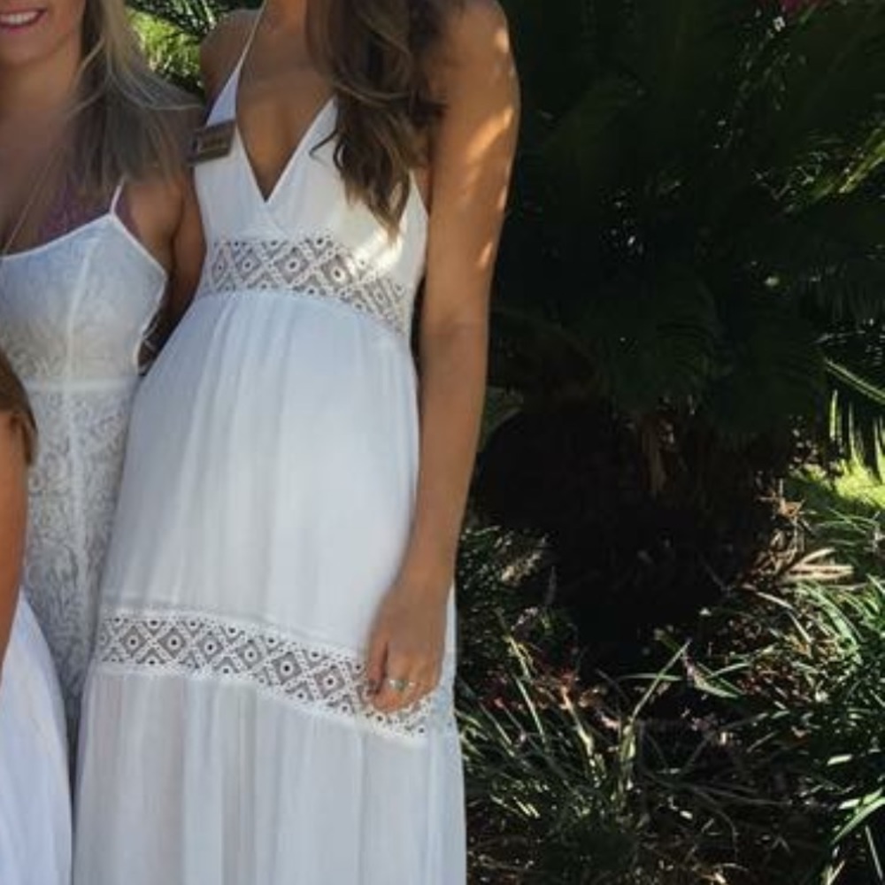 White Beachy halter maxi dress