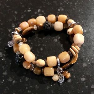 Silpada Yellow Jasper & Bronzite Stretch Bracelet