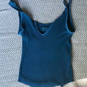 Urban Outfitters raw edge teal crop top