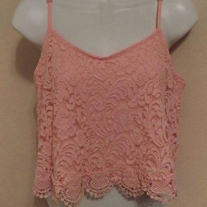 Pink lace crop top