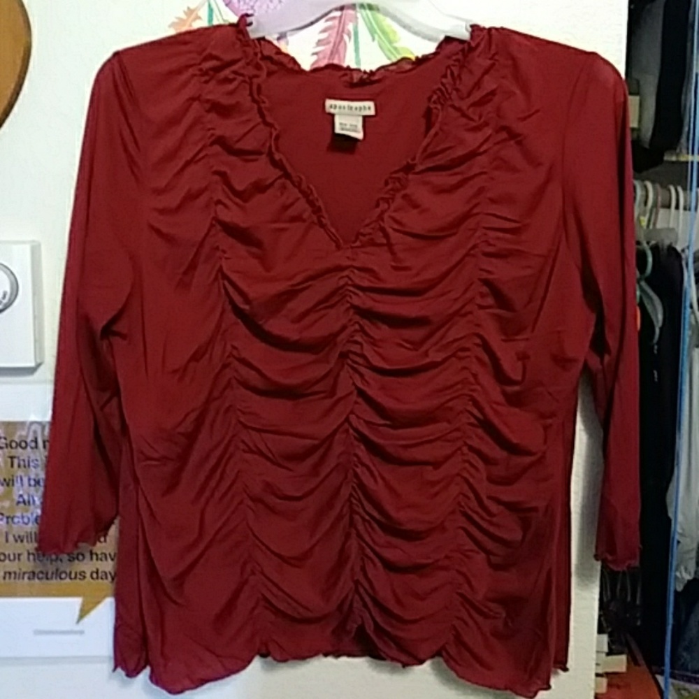 Plus Sized 3/4 Sleeve Apostrophe Pullover Top