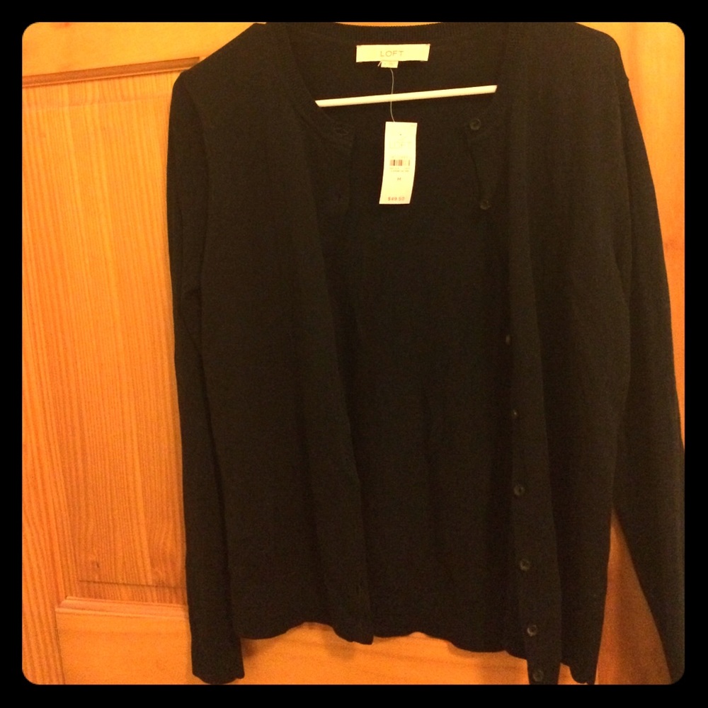 LOFT Navy Button-up Cardigan NWT