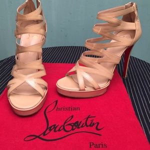 CHRISTIAN LOUBOUTIN 41 "FERNANDO" NUDE PLATFORMS