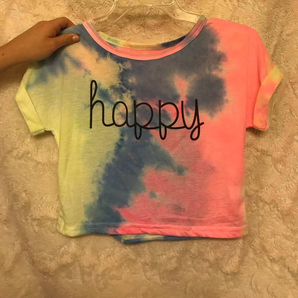 Cropped Happy Graphic T-Shirt
