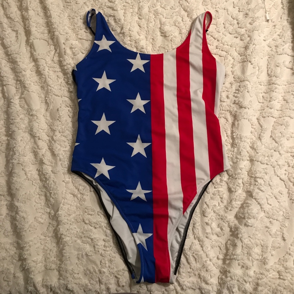 One piece American flag bathing suit by PINK.