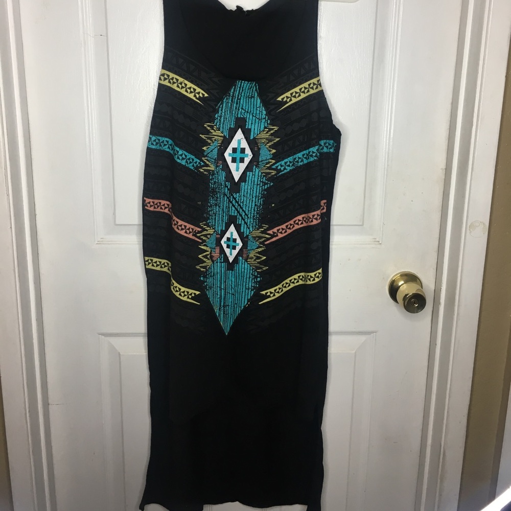 Printed high/low tank dress