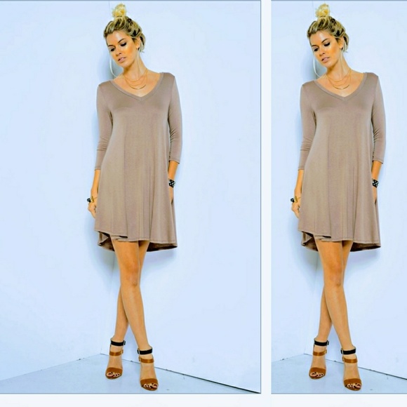 🌟Long Sleeve T-Shirt Tunic V-Neck Dress🌟 - Picture 2 of 4