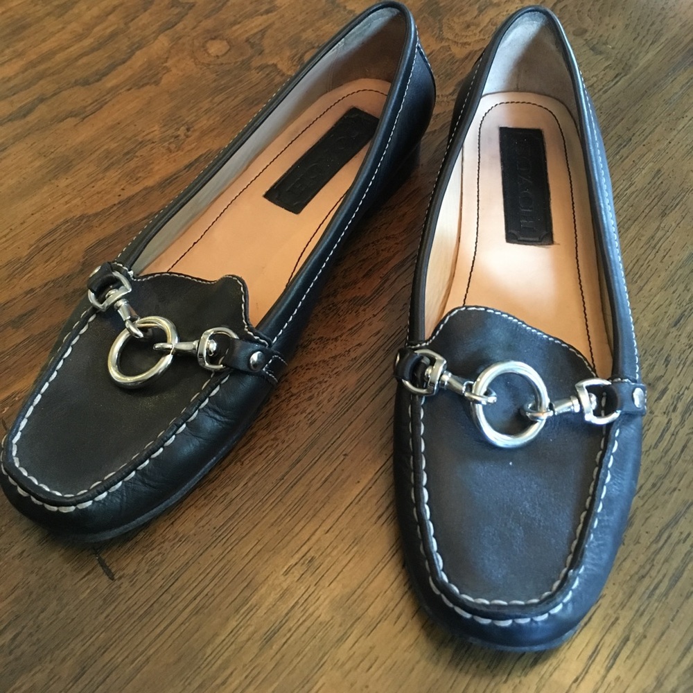 Coach classic black leather loafers