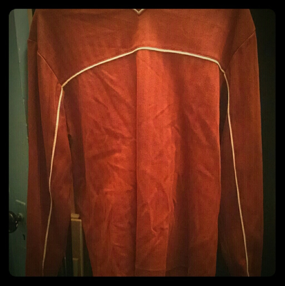 Orange, 90s style sweatshirt.